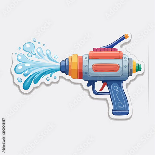 Cartoon Water Gun Shooting Water Splashes