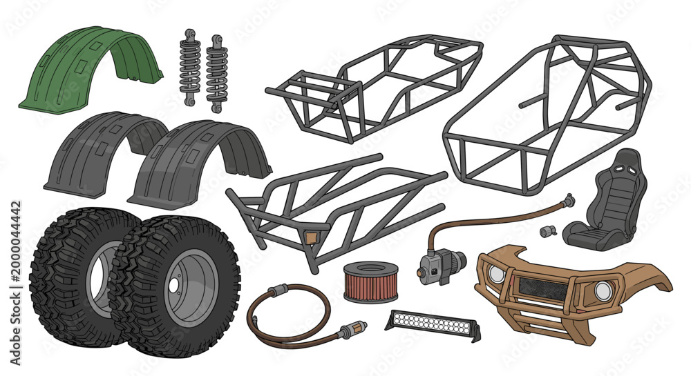 Obraz premium Custom Off-Road Buggy Vehicle Parts and Chassis Set