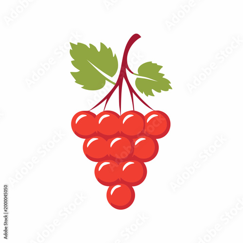 Red Berries with Green Leaves Icon