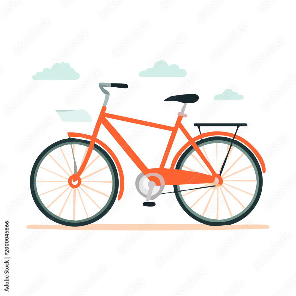 Fototapeta premium Orange Bicycle with Clouds