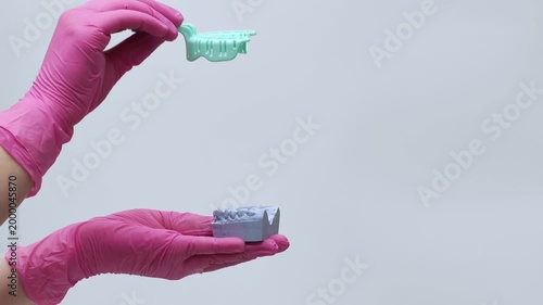 Dental Impression Tray on Plaster Teeth Model