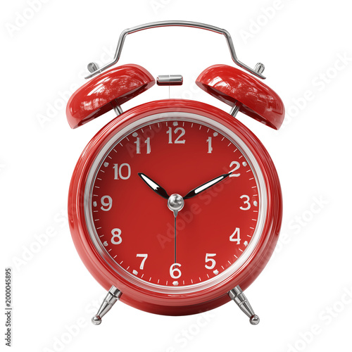 Red Alarm Clock - Simple Bold Color Clip Art Isolated on Transparent Background (PNG)