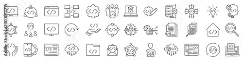 Development icon vector set. Programming Illustration sign collection. Software developer symbol. Program code logo.