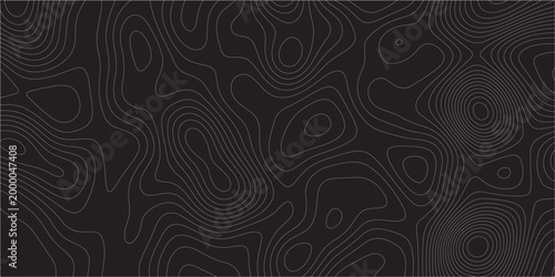 Ocean topographic line map with curvy wave isolines vector illustration. Abstract topographic contours map background, Vector contour topographic map. Cartography texture abstract banner use.