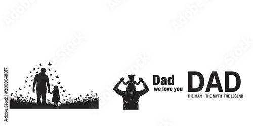 Fatherhood silhouette collection celebrating dads and the bond with children