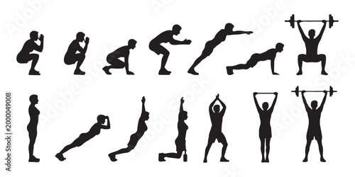 Fitness Exercise Silhouettes Collection for Men and Women