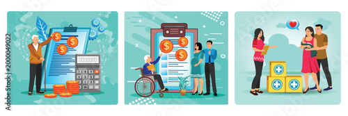 Pension scheme concept. Leave on social grounds. Aid to disadvantaged groups.