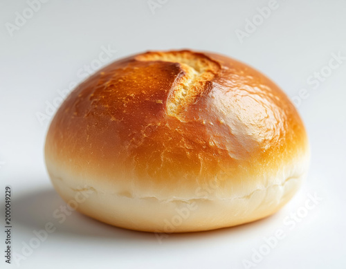 Round Fresh Mini Bun on White Background Soft Bread Roll Bakery Product