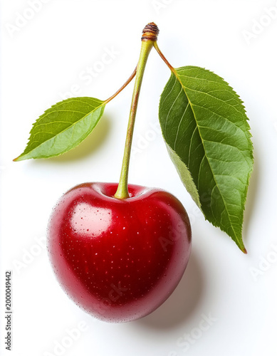 Ripe Cherries on a Clean White Background Isolated for Product Photography