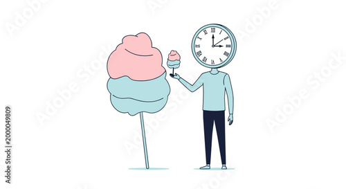 Person with large cotton candy sweet treat concept