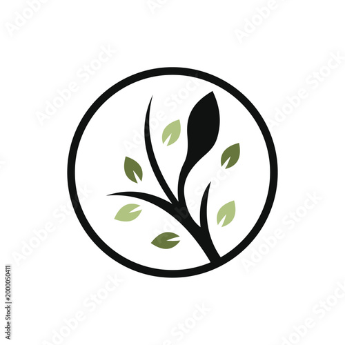 green leaves logo vector template illustration