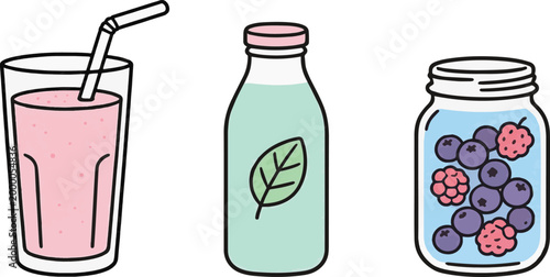 Cute pastel doodle illustration set. Ideal for cafe branding, menu decoration, stickers, and lifestyle graphics.