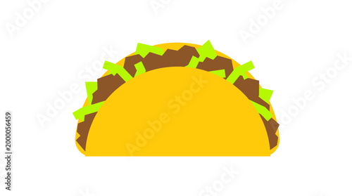 A vibrant taco overflowing with seasoned ground beef and crisp lettuce on a yellow corn tortilla