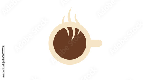 A steaming cup of coffee on a plain background