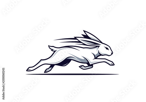 Dynamic Action Illustration of a Fast Running Hare with Sharp Shading and Speed Lines