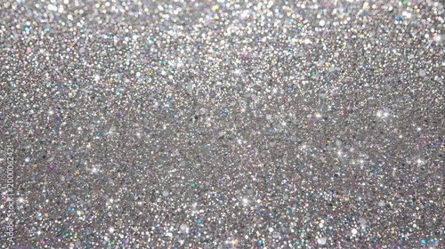 Colorful Silver Glitter Bokeh Background with Sparkling Confetti Texture