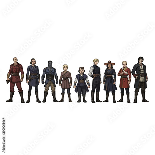 Diverse Fantasy Characters Group - Medieval Adventurers & Warriors