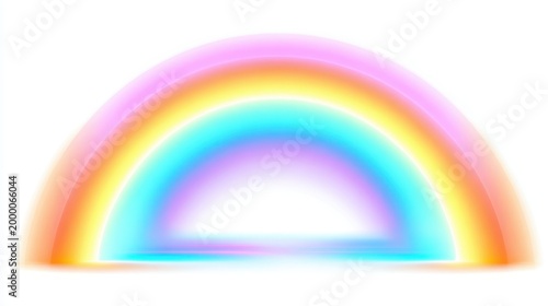 Vibrant rainbow arc with soft pastel colors isolated on white background