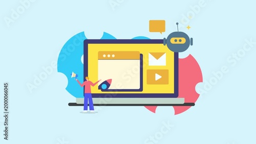 Small business owner transforms marketing operation with AI assistant, using automated workflow and content generation, business growth at scale.
