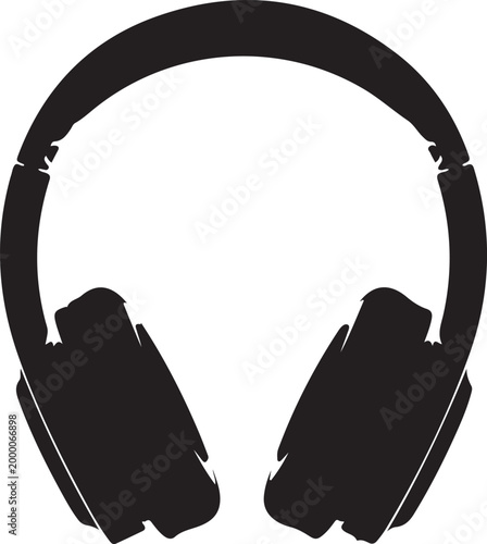 Foto Headphones, black, vector icon, audio equipment, sound accessory