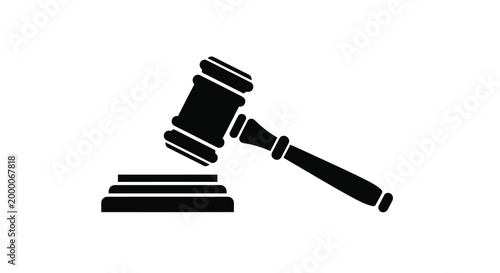 Gavel And Sounding Block Silhouette On White Background