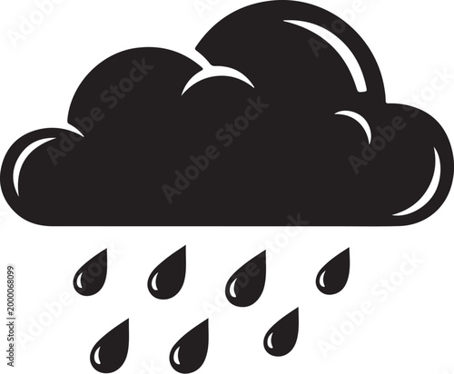Black cloud with raindrops white