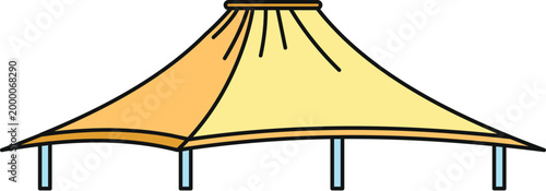 Yellow canopy providing temporary shelter and shade for an outdoor event