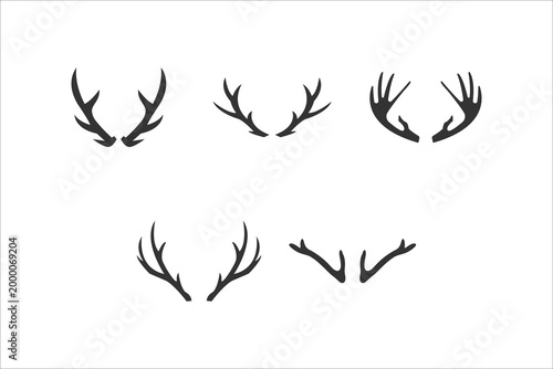 Minimal Deer Antlers Vector Silhouette