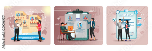 Recruitment agency concept. Hiring employee. Employment agreement.