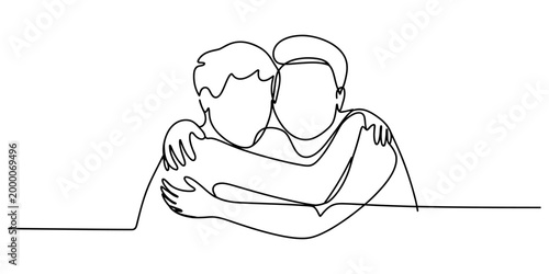 Continuous single line drawing of a mother talking to her little daughter sitting together with love and care