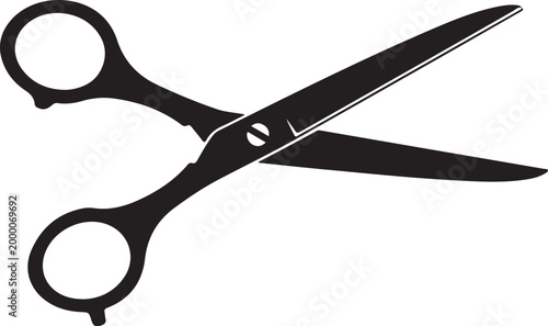 Black scissors on white background cutting tool blades