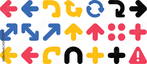 Colorful arrows and symbols for graphic design and navigation