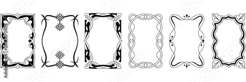 vintage fantasy game border set, hand drawn tarot card frames with magical occult ornaments and elegant medieval floral luxury design vector set.