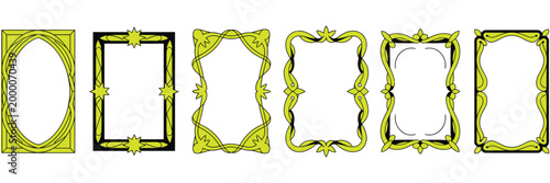 vintage fantasy game border set, hand drawn tarot card frames with magical occult ornaments and elegant medieval floral luxury design vector set.