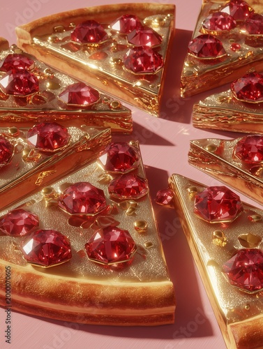 pizza surreal y2k aesthetic gold gemstones