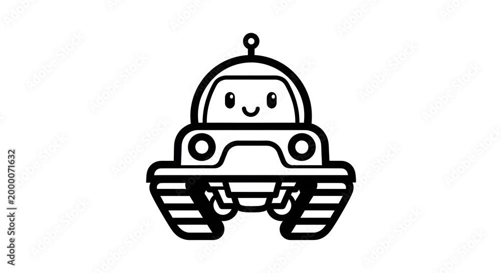 Fototapeta premium Smiling robot car illustration.