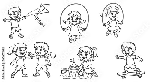 Children playing outdoors happy kids.