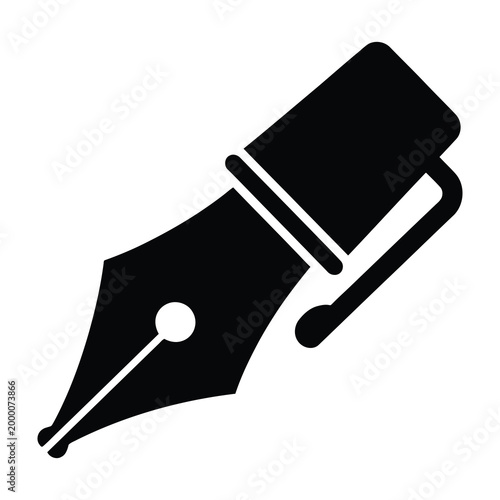 Black fountain pen nib on white background