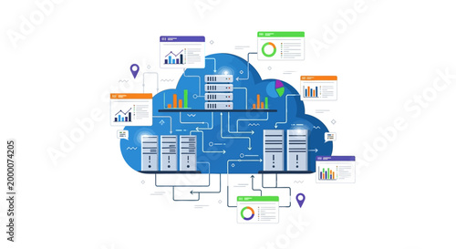 Cloud Computing Network Servers Data Analysis Technology Concept