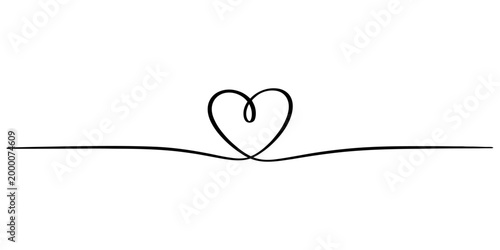 Continuous single line drawing of a heart shape symbol representing love and romance for wedding or valentine day greeting card design Vector, illustration