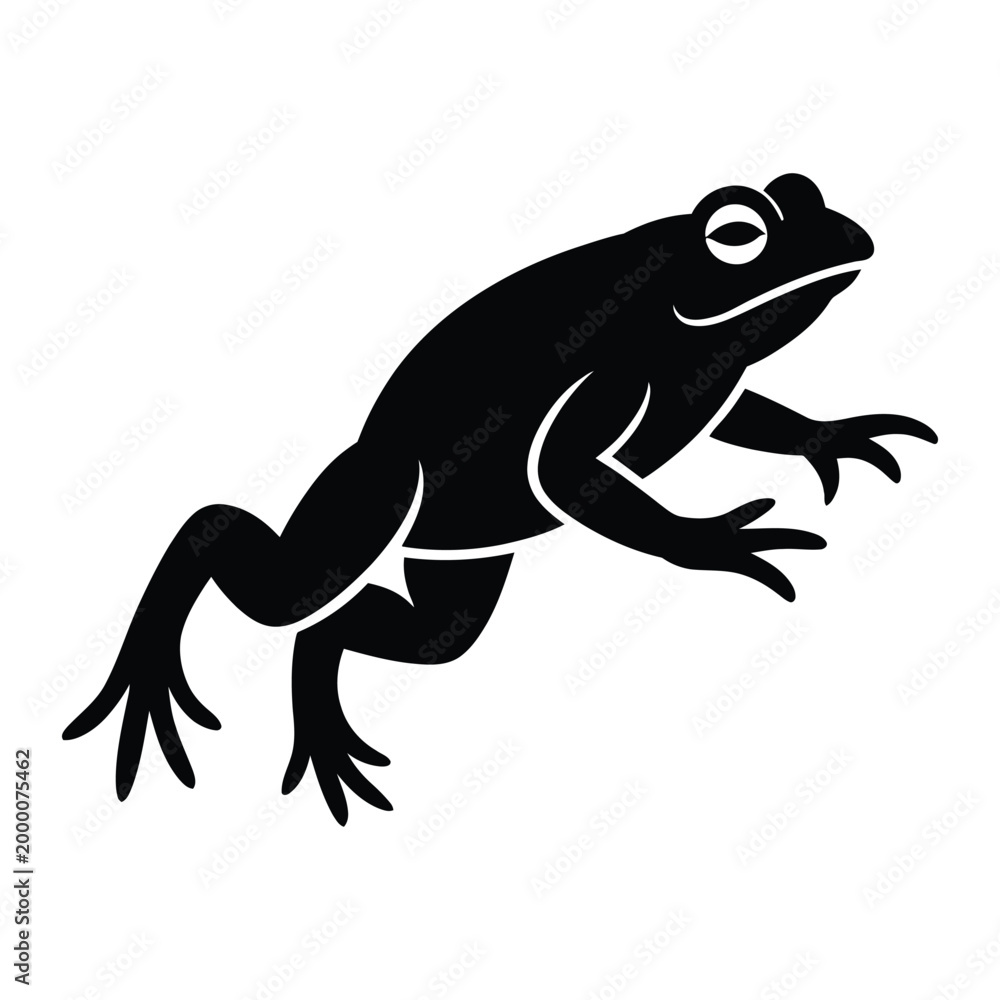 Fototapeta premium Toad Leaping Forward in Dynamic Motion Vector, Silhouette, Illustration