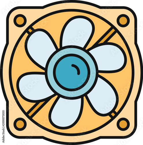 Computer fan icon providing essential cooling for electronic hardware components