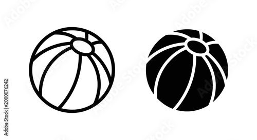 Beach ball icon set, vector illustration of inflatable toy for summer vacation and pool games
