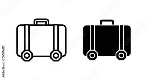 Set of suitcase icons, travel bag sign, luggage symbol, vector illustration