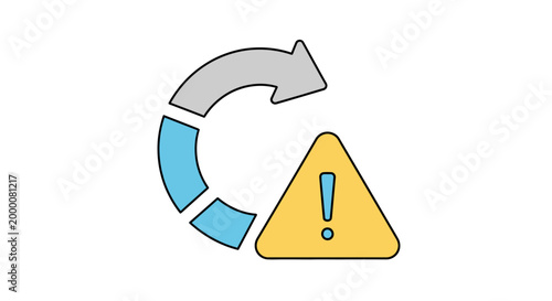 Circular Process Cycle Loop with Warning Caution Exclamation Mark