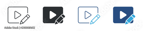 video editing icon set. media production symbol. content creation, digital editing, multimedia workflow concept. vector illustration.
