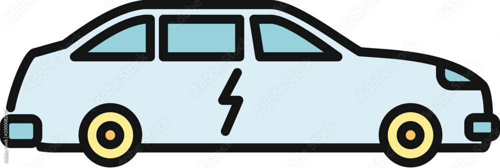 Naklejka premium Electric car silhouette with a lightning bolt symbol representing eco friendly driving