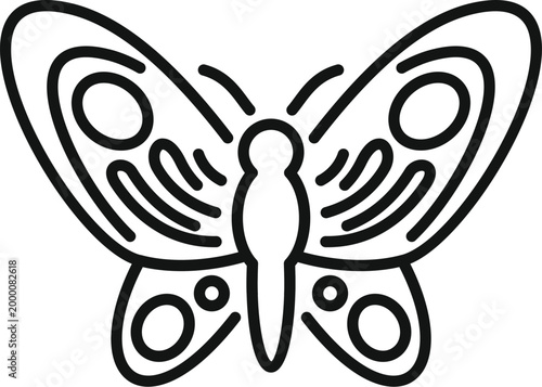 Line art butterfly on a white background, representing nature, freedom, and transformation