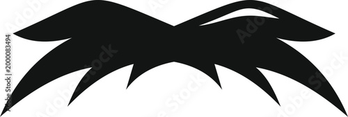 Black mustache silhouette on a white background representing facial hair