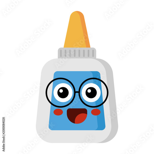 Cute Glue Bottle Character Icon isolated on transparent background.